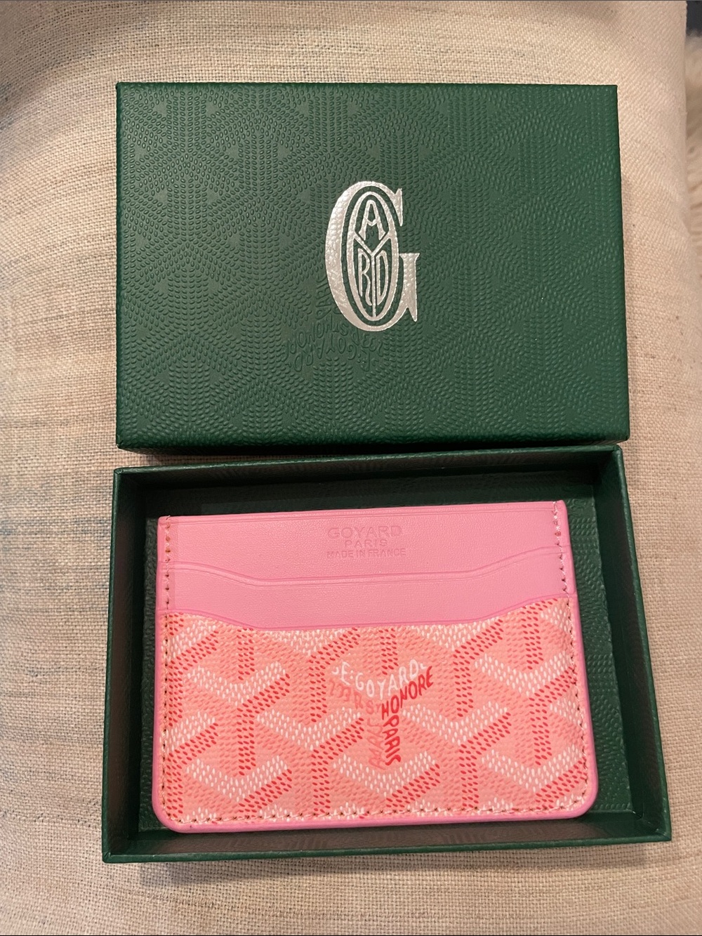 Goyard Pink Card & Key Holder in Signature Goyardine